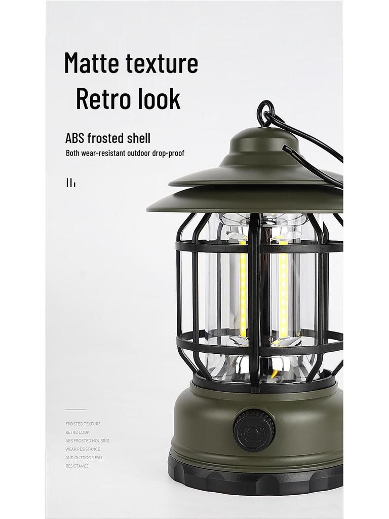 Vintage Rechargeable Camping Lantern: Portable Outdoor Hurricane Lamp for Tent & Atmosphere Lighting