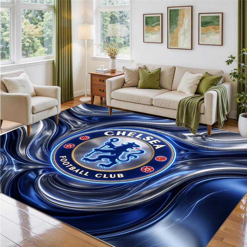 Chelsea FC Design Crystal Velvet Rug Soft Decorative Mat for Bedroom Entrance