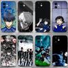 Husă de telefon anime Blue Lock pentru iPhone 17,16,15,14,13,12,11 Plus,Pro Max,XS,X,XR,SE,Mini,8,7,Husă Neagră din Silicon Moale
