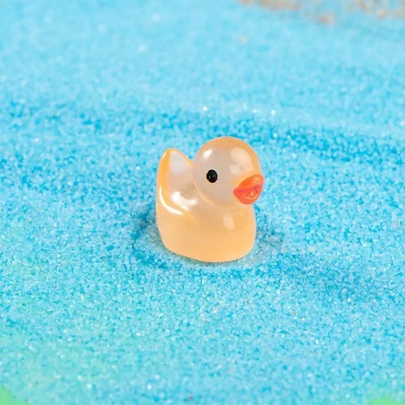 Mini Duck Glow At Night Miniature Figurines Cute Fairy Garden Decoration Luminous Swan Duck Desk Ornaments Dollhouse Crafts DIY