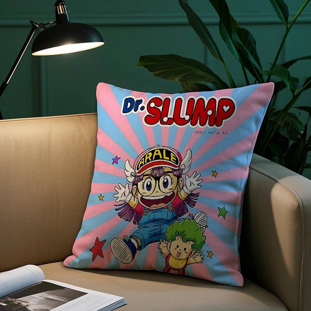 Cartoon Dr S-Slump Arale Pillow Case Short Plush Print Cushion Cover Square Throw Pillow Covers Sofa Home Decor