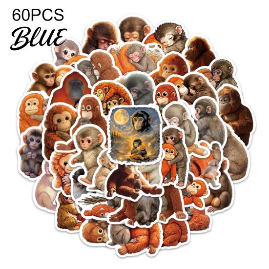 Inspirational Phrase Stickers 60Pcs Punch Monkey Cartoon Vinyl Sticker Set Fun Waterproof Laptop Decoration Decals for Laptops Water Bottles