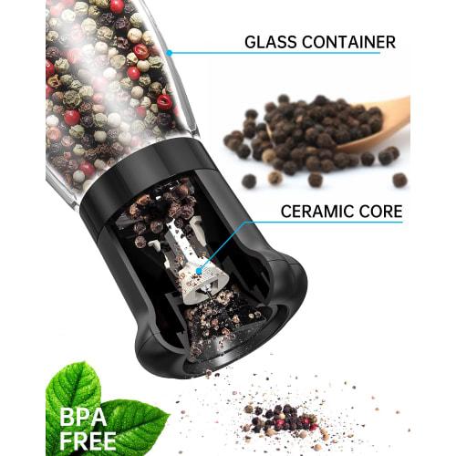 CIRCLE JOY Manual Pepper Mill, Spice Mill for Professional Chefs, Refillable Pepper Shaker, Ceramic Blade, Adjustable Coarseness, BPA-Free 180ml Glass