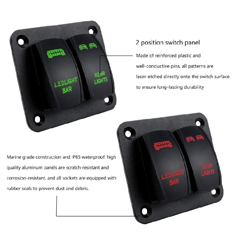 Multifunctional 12V 24V Car 2 Gang/3 Gang Rockers Switch Panel with LED Indicators for Enhances Vehicle Lighting Control