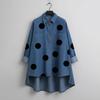 Gepunktetes Jeanshemd für Damen Locker geschnittenes Hemd mit Knöpfen und Brusttaschen Lässige Oversize-Jacke Frühling Sommer Modisches Trendiges Hemd