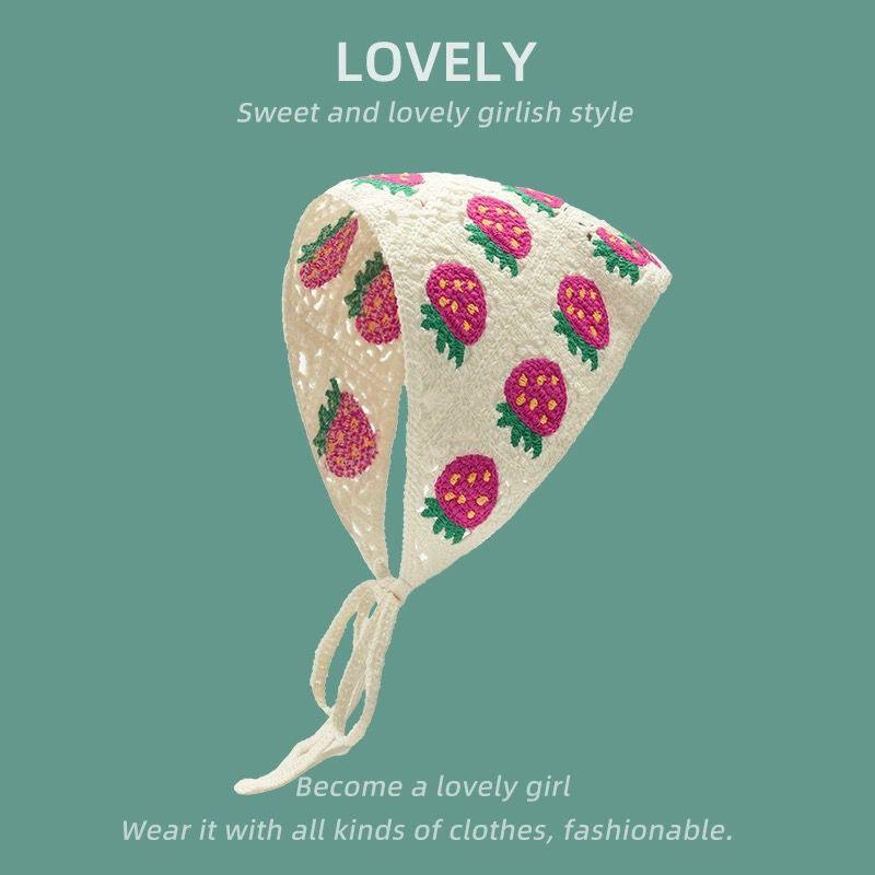 Women Triangular Scarf Summer Thin Sun Protection Lace Headscarf French Breathable Versatile Hair Band Funny Girl Cute Headscarf