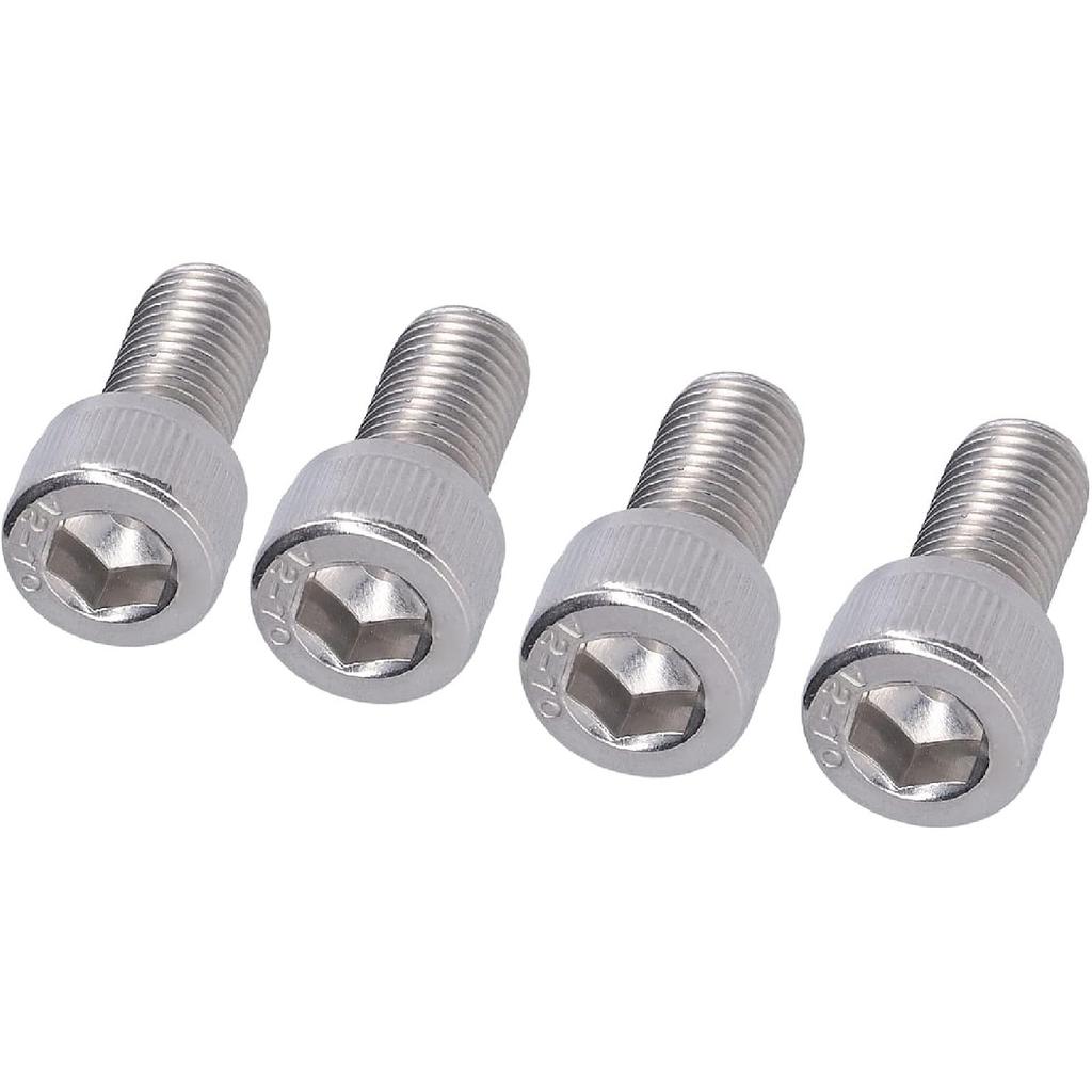 Hex Bolt, 1.25mm Fine Pitch M10 4Pcs Socket Cap Screw Bright Finish A2-70 Stainless Steel for Construction for DIY Jobs for Automotive