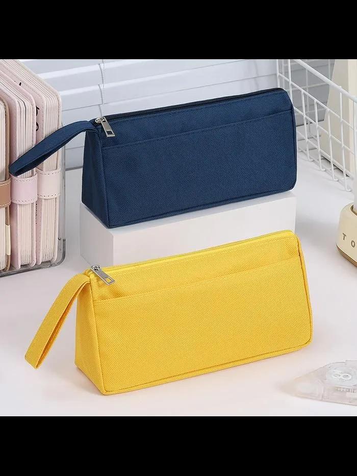 Stylish portable Oxford fabric case, simple two-layer, gift set for stationery.