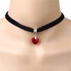 Classic Choker Necklace With Crystal Heart Pendant Gothic Red