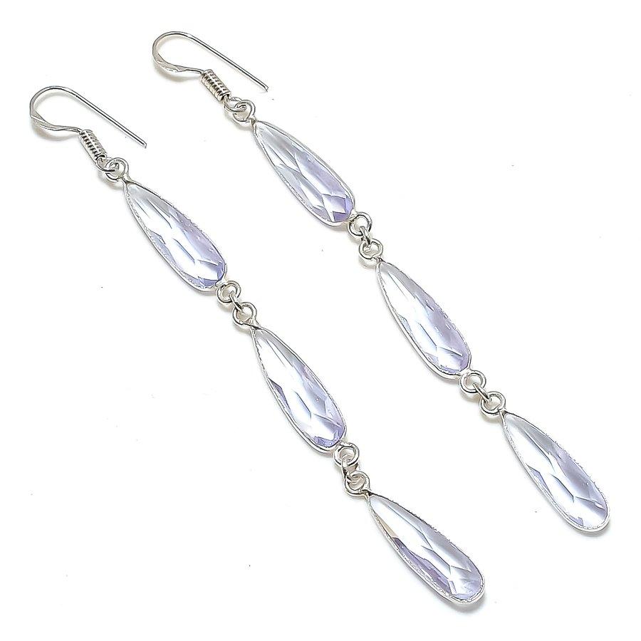 

Ювелирные серьги из стерлингового серебра 925 пробы с натуральным белым топазом 3,86 дюйма N6e98