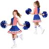 Mädchen Unabhängigkeitstag Cheerleader Kostüm Ärmellos Gestreiftes Crop Top Stern Strassstein Rock Pompons Socken Kopfschmuck für Bühnenauftritt