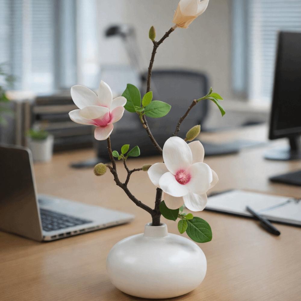 Realistische Haptik Künstliche Orchideenblüten Langer Ast Magnolienzweige Bürodekoration