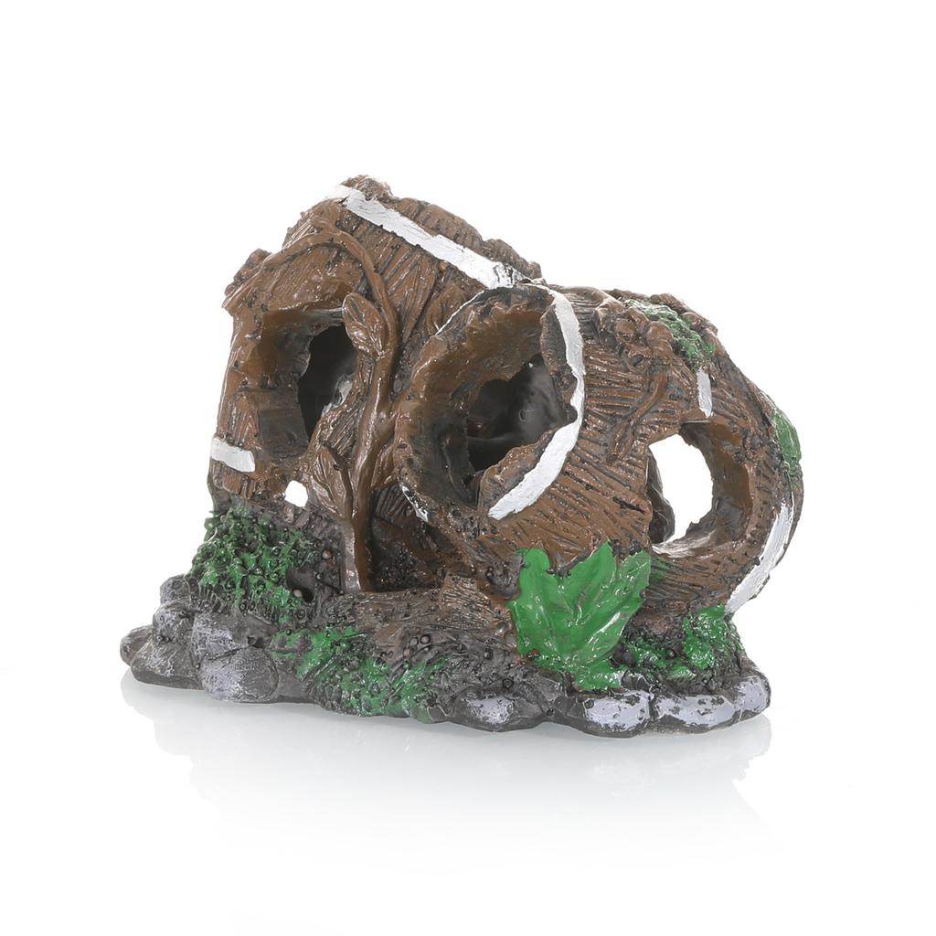 Wooden Barrel Wreckage Fish Tank Ornament - Resin Aquarium Landscape Decoration