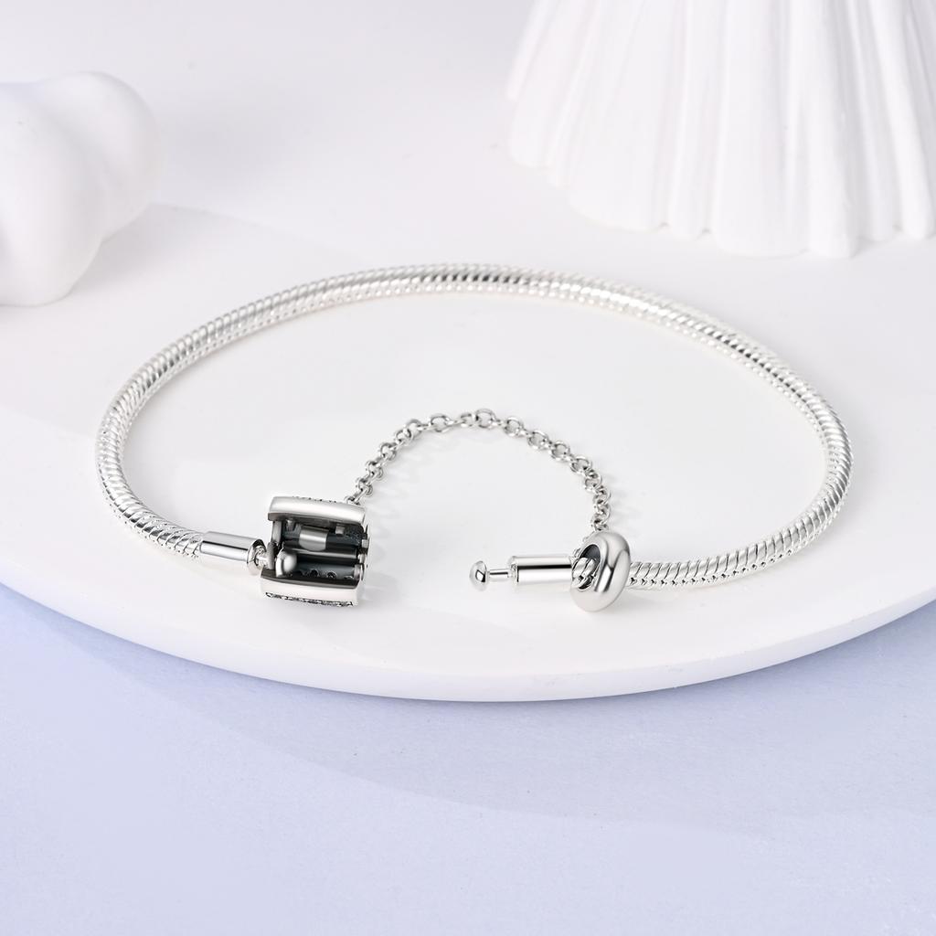 Silver Plated Snake Chain Bracelet Stainless Steel Bangle DIY Jewelry For Women Fashion Pulseras Charm Bracelet