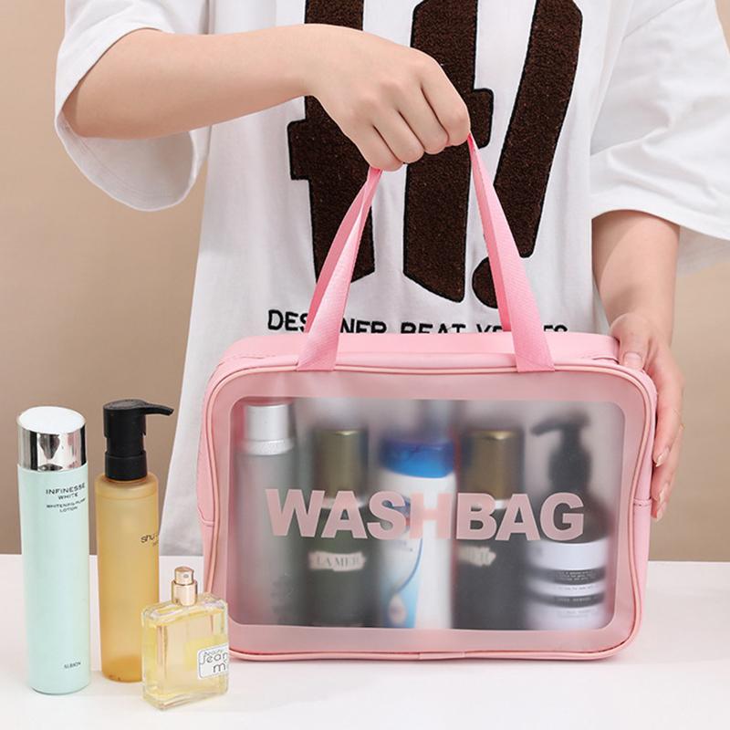 PU Damen Reiseaufbewahrungstasche Kosmetiktasche Make-up-Tasche Reise-Organizer-Taschen Wasserdichte Waschtasche Transparente Kosmetikkoffer