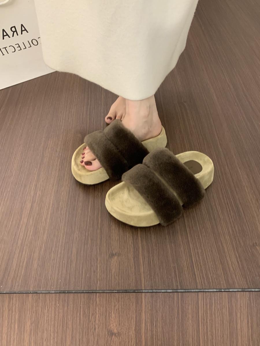 

BEILIXUAN~ Норковый ворс слова с толстой подошвой тапочки женские носят осенью и зимой 2025 новые сказочные хлопковые тапочки 39