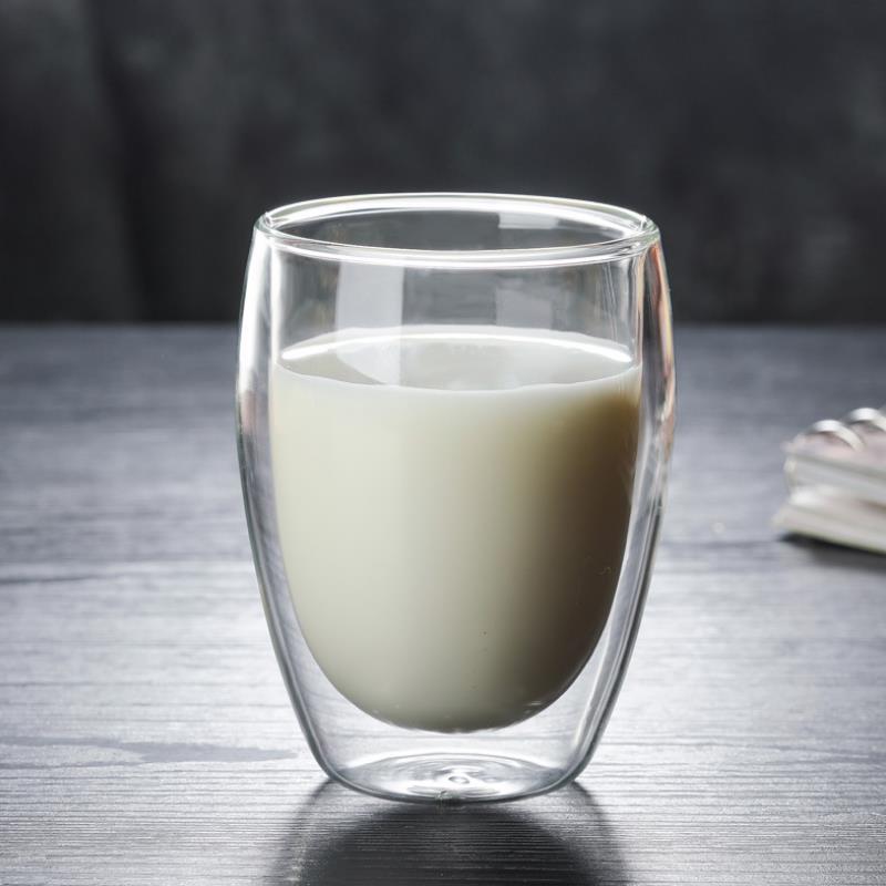 

Кофейная чашка из двухслойного изолированного стекла - Прозрачная яйцевидная для холодных напитков, сока, молока и воды 80ml