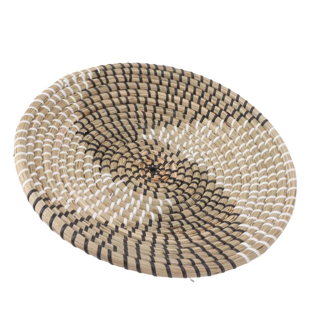 Woven Wall Basket Decor Handcrafted Seagrass Hanging Baskets Multifunction Woven Insulation Pad for Living Room Kitchen