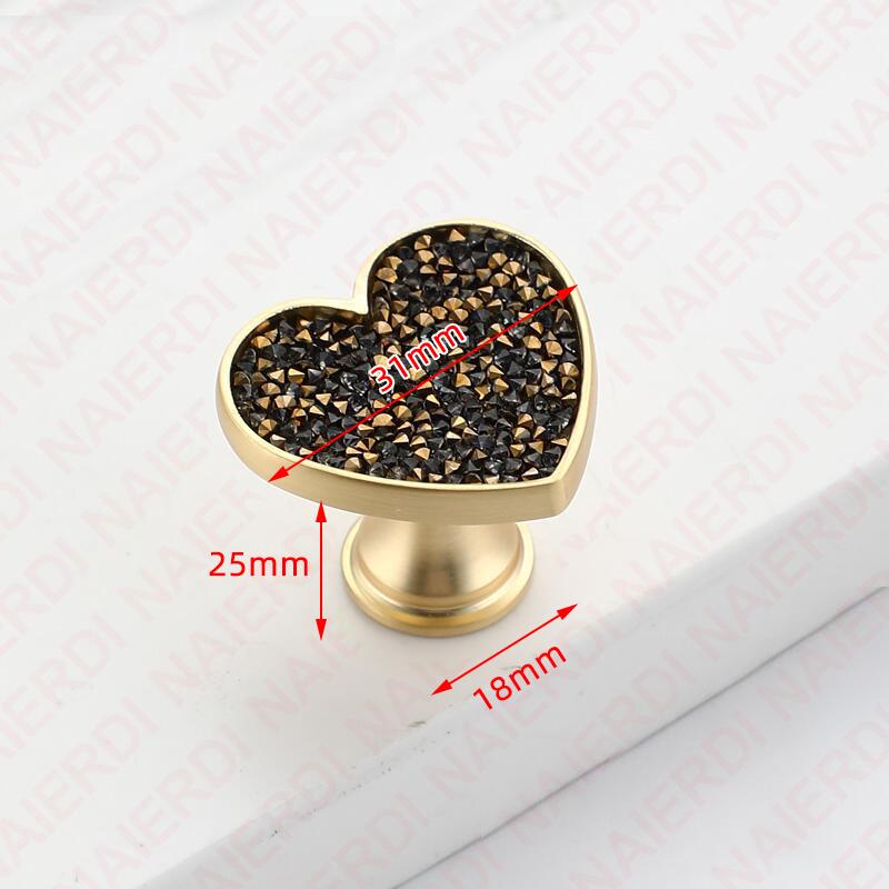NAIERDI Heart Diamonds Cabinet Handles Zinc Alloy Lucky Clover Furniture Handles Drawer Knob Kitchen Wardrobes Dresser Knob