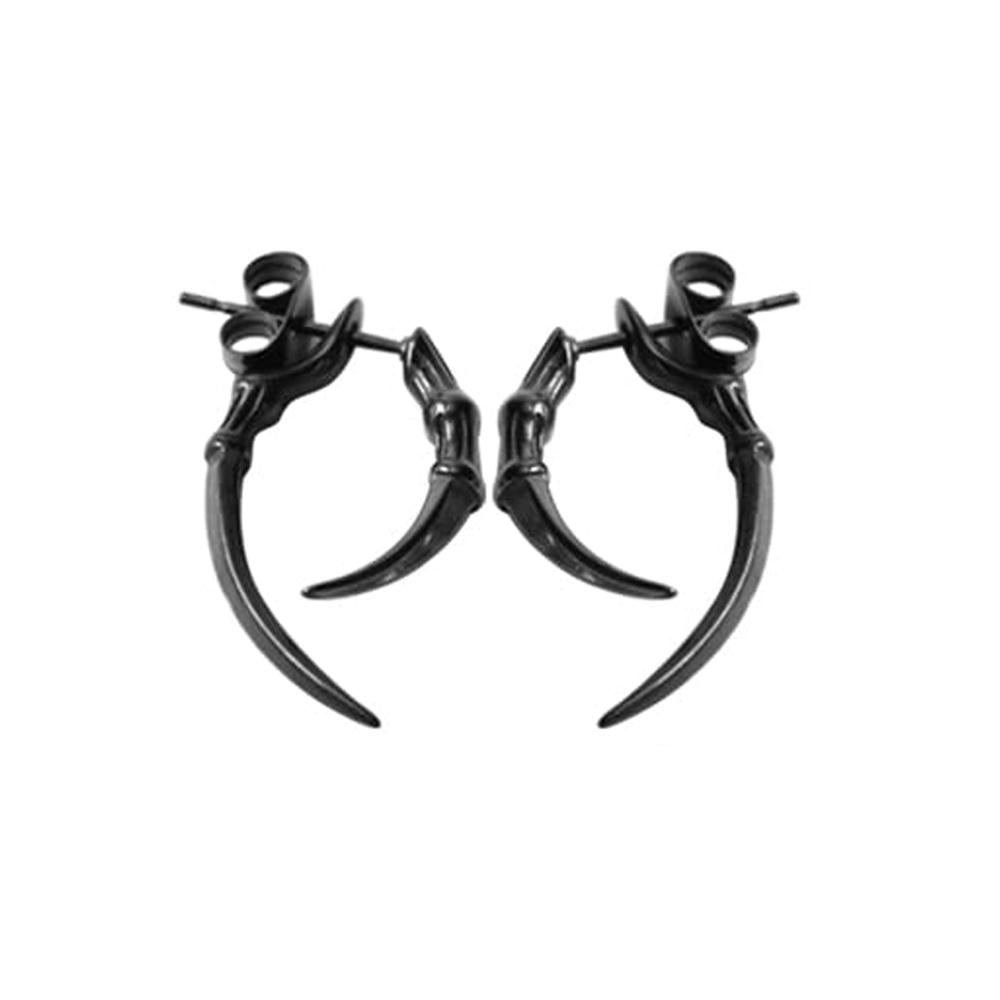 Unisex Stainless Steel Punk Stud Earrings for Men Women Black Geometry Star Cross Spike Skull Pendants Ear Jewelry Accessories