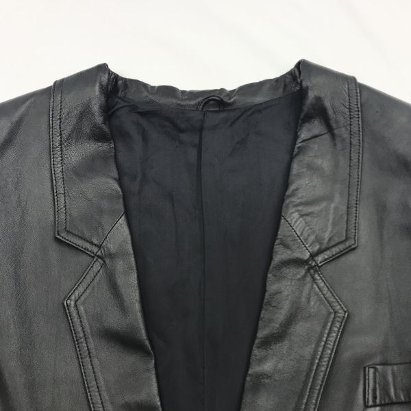 Genuine Leather/Lamb Leather Jacket/Women’s Free/Black/Chest Pocket/Single/1-Button(USED)
