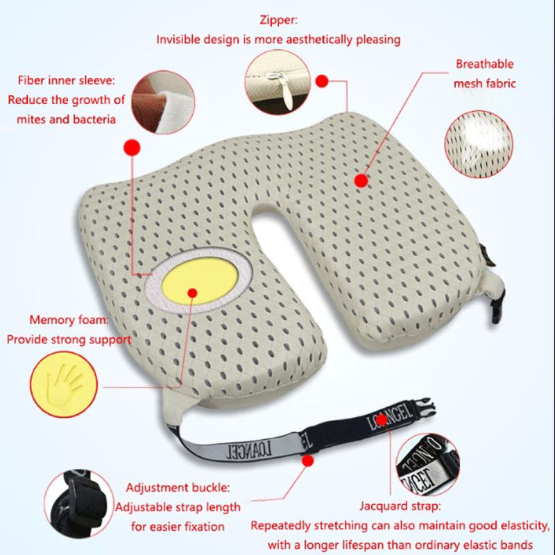 Orthopedic Pillow Car Cushion Lumbar Pillow Back Pillow Relieve Spine Pain Tailbone Waist Pressure Long Time Sitting Cushion