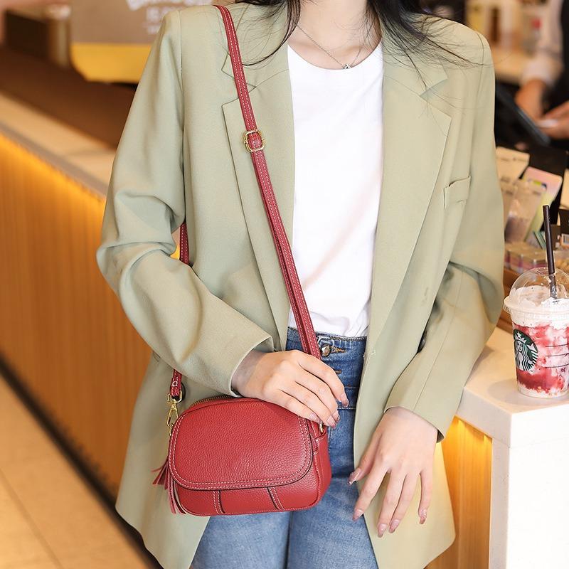 Women's bag, genuine leather mini shoulder bag, new fashionable versatile cowhide messenger bag, bag can be printed with logo to change size