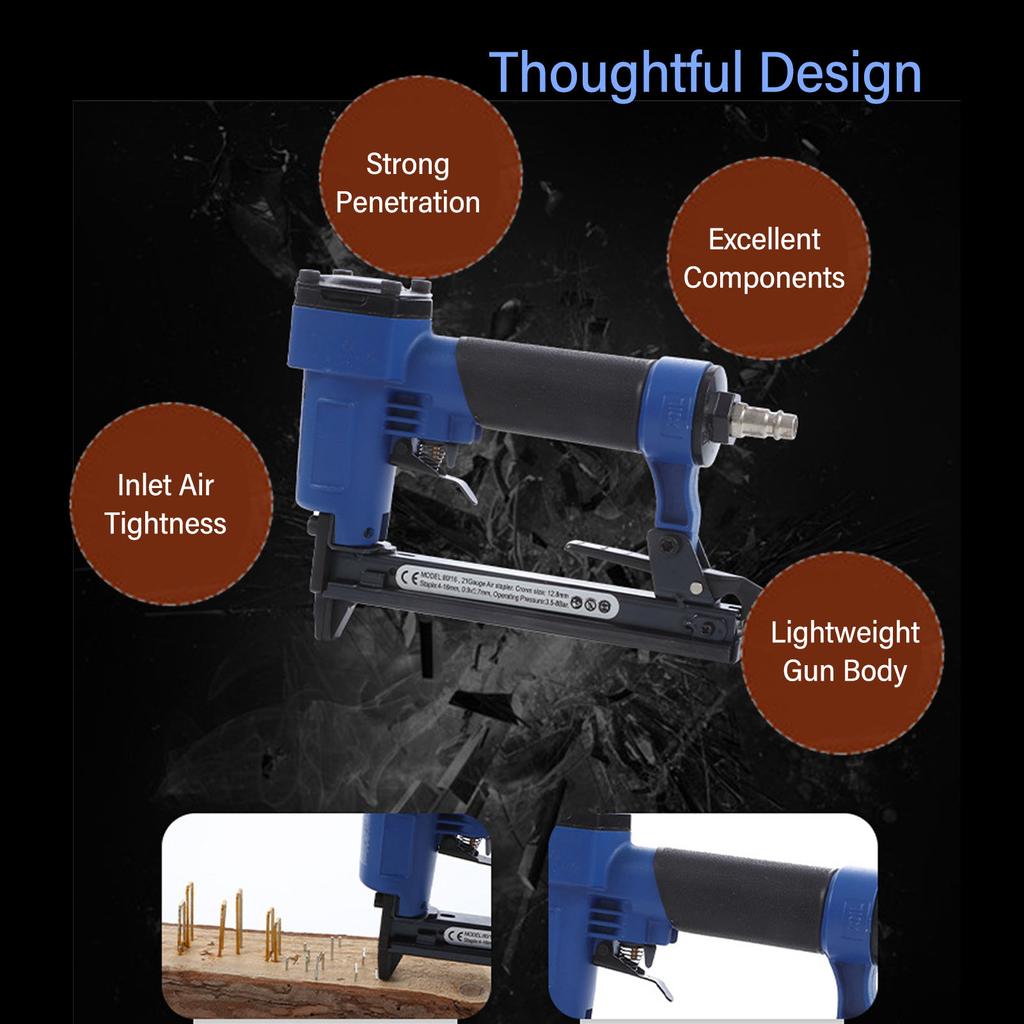 Pneumatic Stapler Kit NPT1/4 Inch Inlet Port Air Nailer Gun for 1/4in 5/16in 3/8in 1/2in 5/8in Staple Woodworking Projects