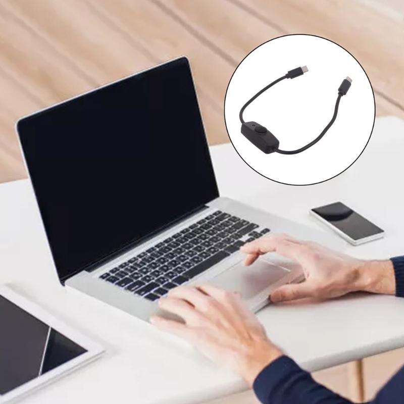 Male to Male USB Type C USB C Cable with On Off Power Switches Button for Cellphone Tablet 15W Fast Charging