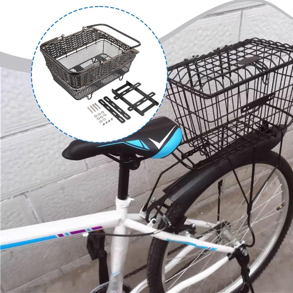 Generic Bicycle Rear Cargo Basket Sturdy Multifunctional with Carry Handle