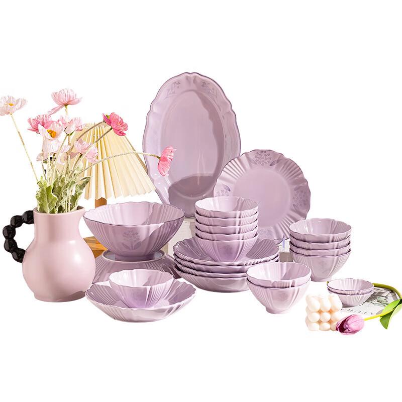 Wuhe Glazed Purple Lily of the Valley 8-Inch Bone China Plate