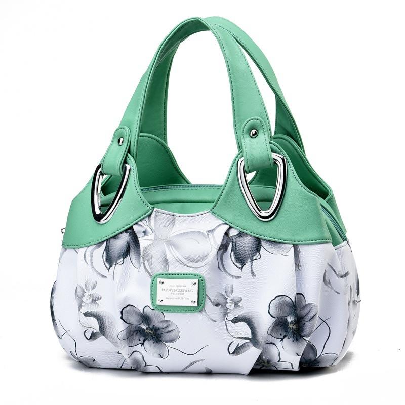 Flower Pu Leather Women Handbag Big Women's Shoulder Bags Famous Brand Design Lady Tote Handbag Colour Printing Crossbody