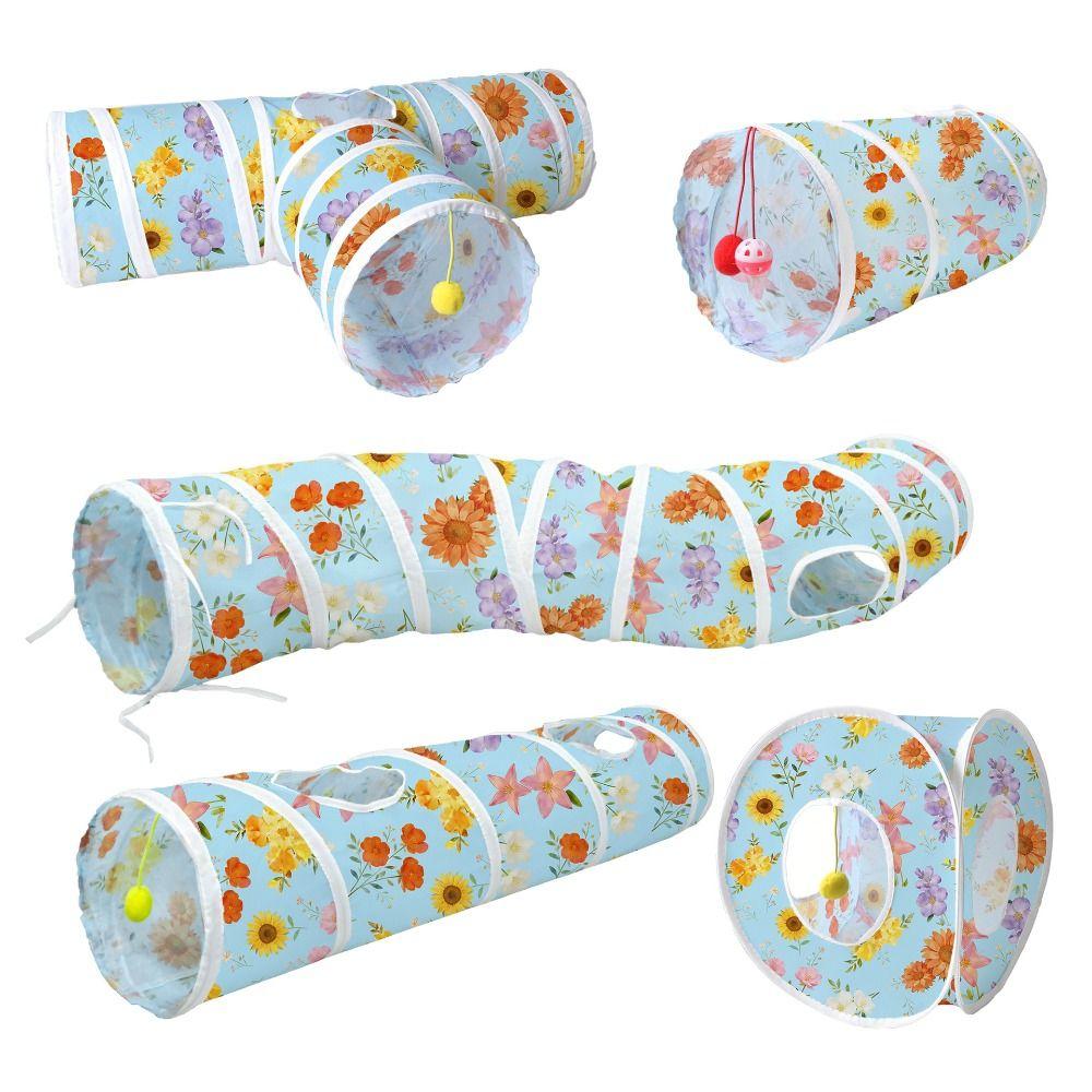 S-Shape Cat Tunnel House Foldable Rabbit Peekaboo Hideout 3 Way Cat Tubes Summer/Winter Style