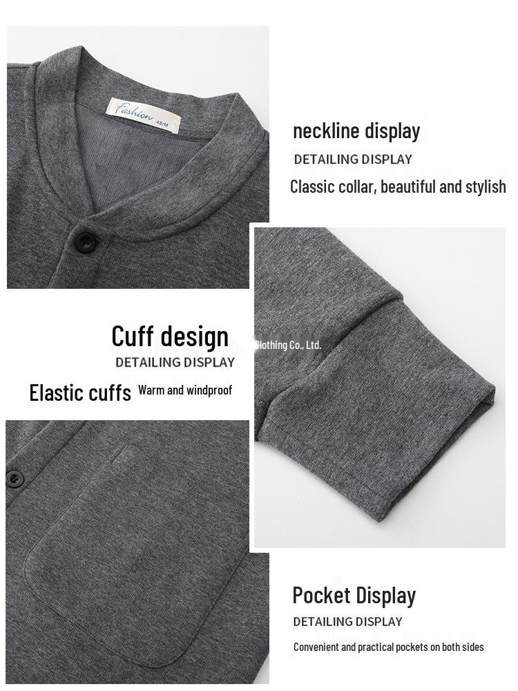 Herren Warme Opa Strickjacke Jacke - Herbst/Winter Samt Knopfleiste für Senioren