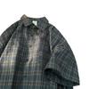 Men's Japanese Retro Plaid Short-Sleeve Shirt - Summer Trendy Casual Style