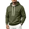 Men's Thick Warm Lined Knit Hoodie with Multiple Pockets, Casual Loose Fit Sweatshirt