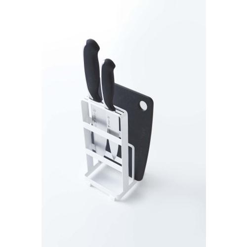 Yamazaki Jitsugyo Knife & Cutting Board Stand Plate White 2436
