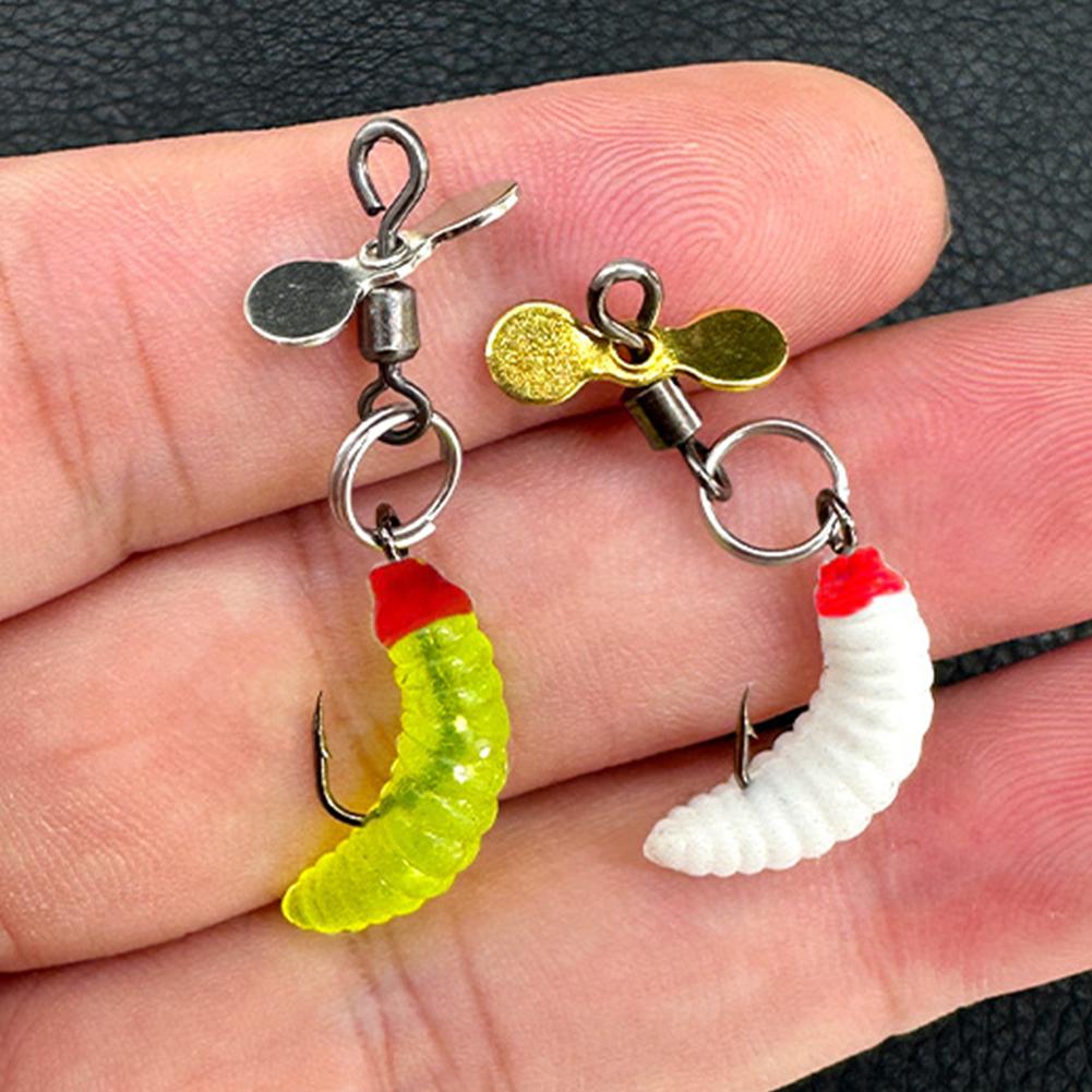 1PC Propeller Bread Worm Fishing Lure Spinner Spinning Bait Rotating Blade Sequin Bionic Fish Lure for Trout Tilapia Perch