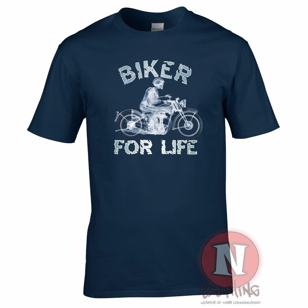 Biker For Life Skeleton Bikers TShirt Tee Motorbike Motorcycle Biking Life S