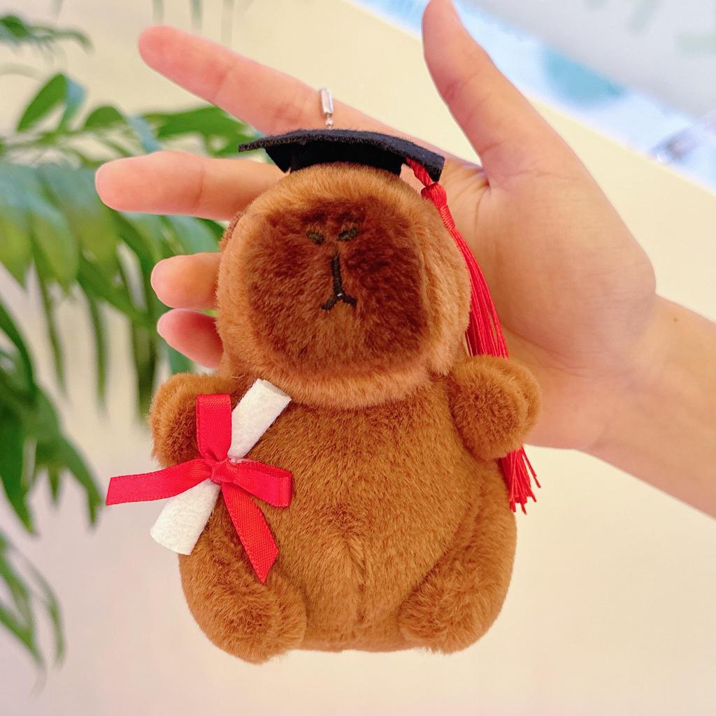 Xiaohongshu Capybara Plush Keychain & Graduation Cap Doll Pendant