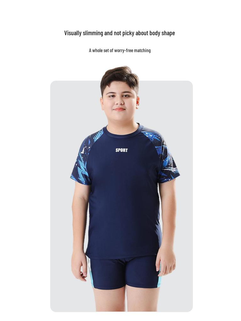 Boys' Two-Piece Swimsuit Set - 2025 Sun Protection Swimwear for Big Kids