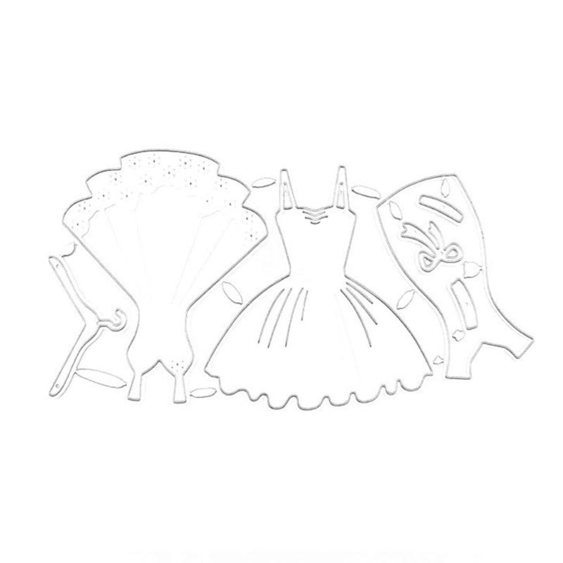 Women Dress Die-Cuts Lady Dress Frame Metal Cutting Dies for DIY Embossing Scrapbooking Paper Cards-Photo Making-Decor