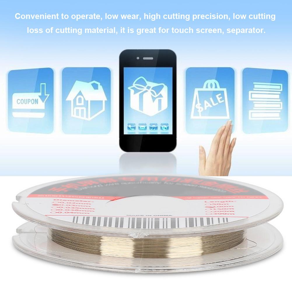 0.03mm Special Cut Alloy steel Wire Accessory for Mobile Phone Screen 100m Length