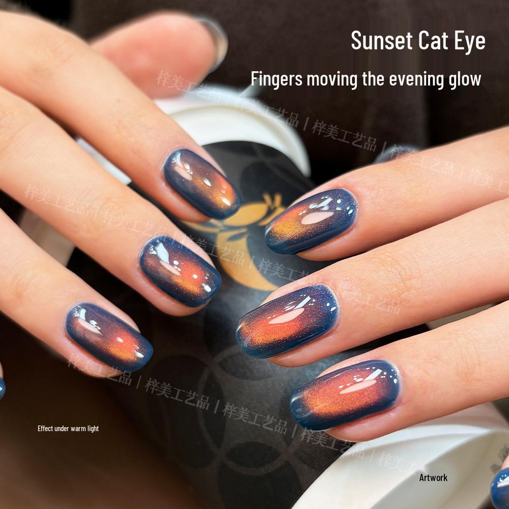 Autumn-Winter Cat Eye Nail Gel: Blue, Purple, Red. Colorful, Whitening, Delicate Silk Glass Beads.