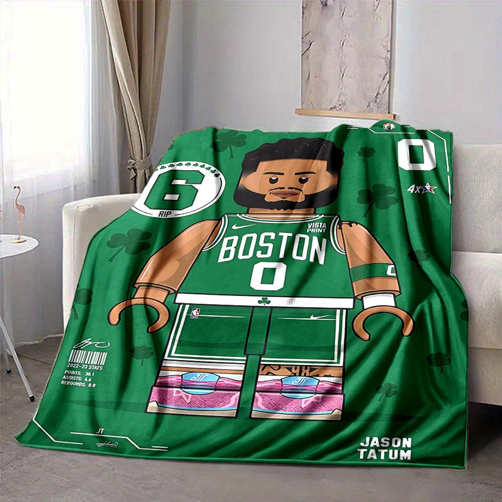 1pc Boston Celtics Basketball Player Flannel Blanket, Soft Skin Friendly with Digital Printing, Various Sizes Available for Family, Friends, Birthday