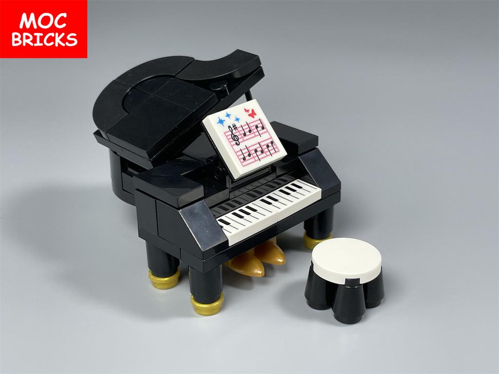 Non-Toxic Set Moc Bricks Music Grand Piano Home Furniture City Building Blocks Accessories Toy For Children Kid Educational Dolls