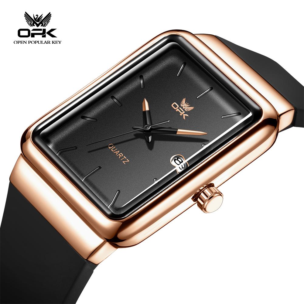 OPK Brand Watch Single Calendar Silicone Strap Men's Watch Casual Simple Waterproof Quartz Watch 8194