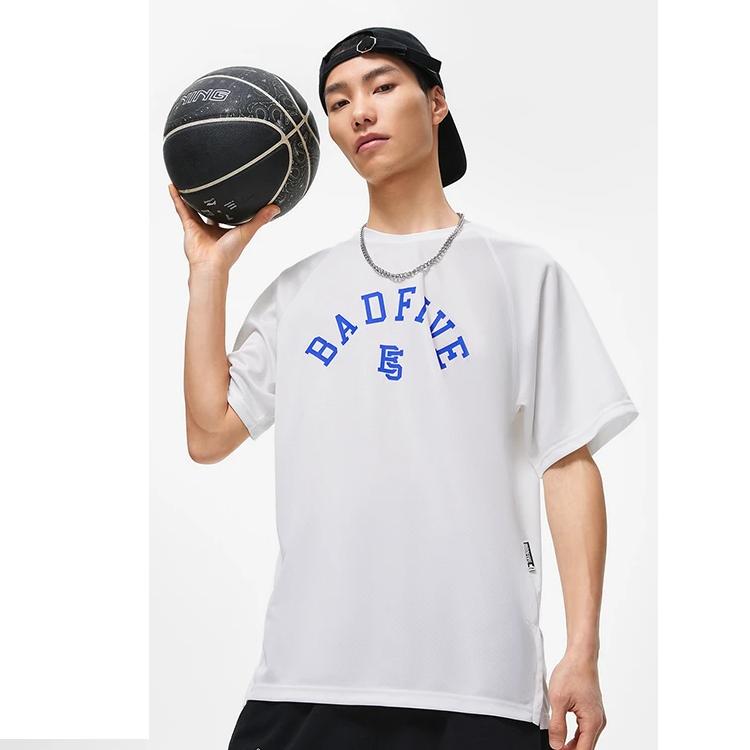 Li Ning Letter Print Crew Neck T-Shirt Men Tops White ATST087-1