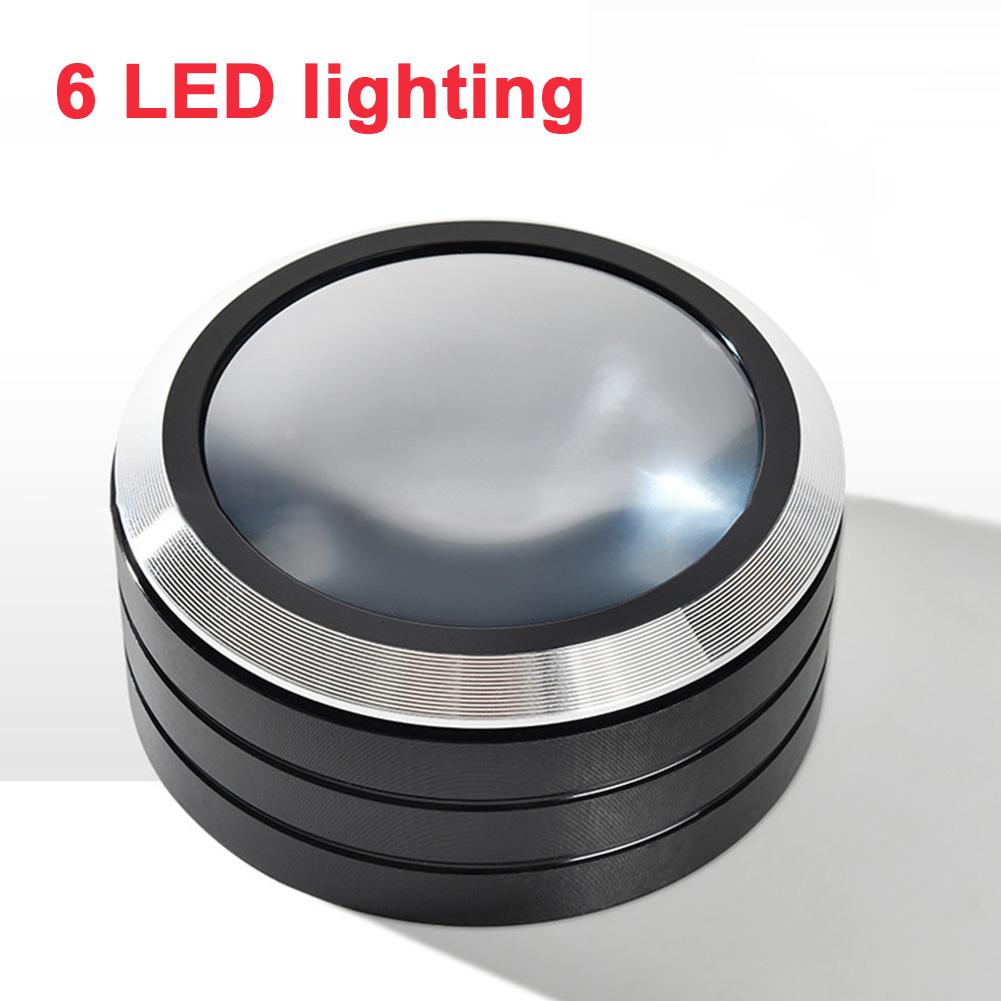 Illumination Paperweight Magnifier Dome Desktop Magnifying Glass 70mm Optical Glass Lens Reading Magnifier for Studying Map Coin