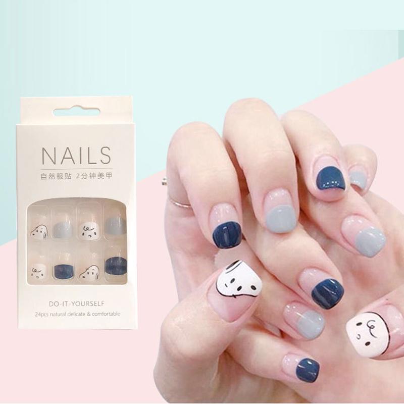 24 Pieces Boxed New Finished Nail Patch Fake Nail Wearable Nail Patch Waterproof